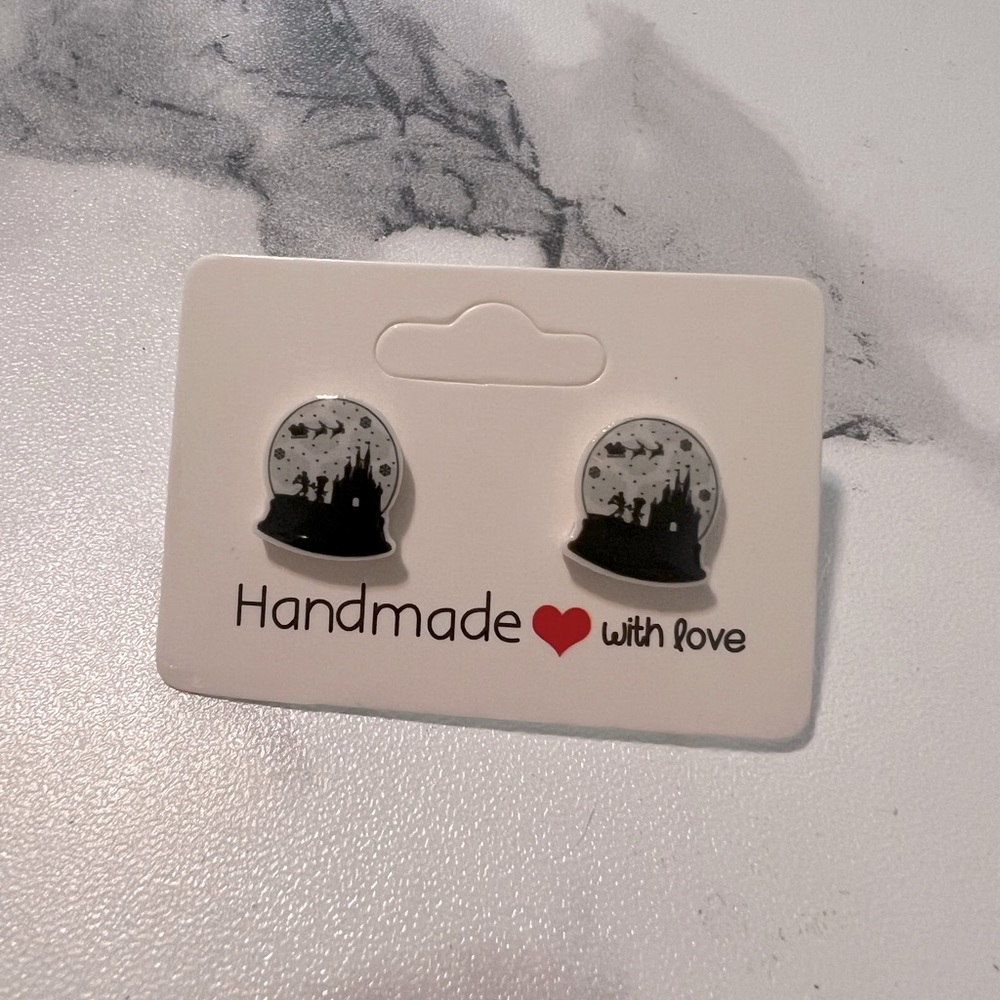 Disney Christmas Scene Snowglobe Stud Earrings